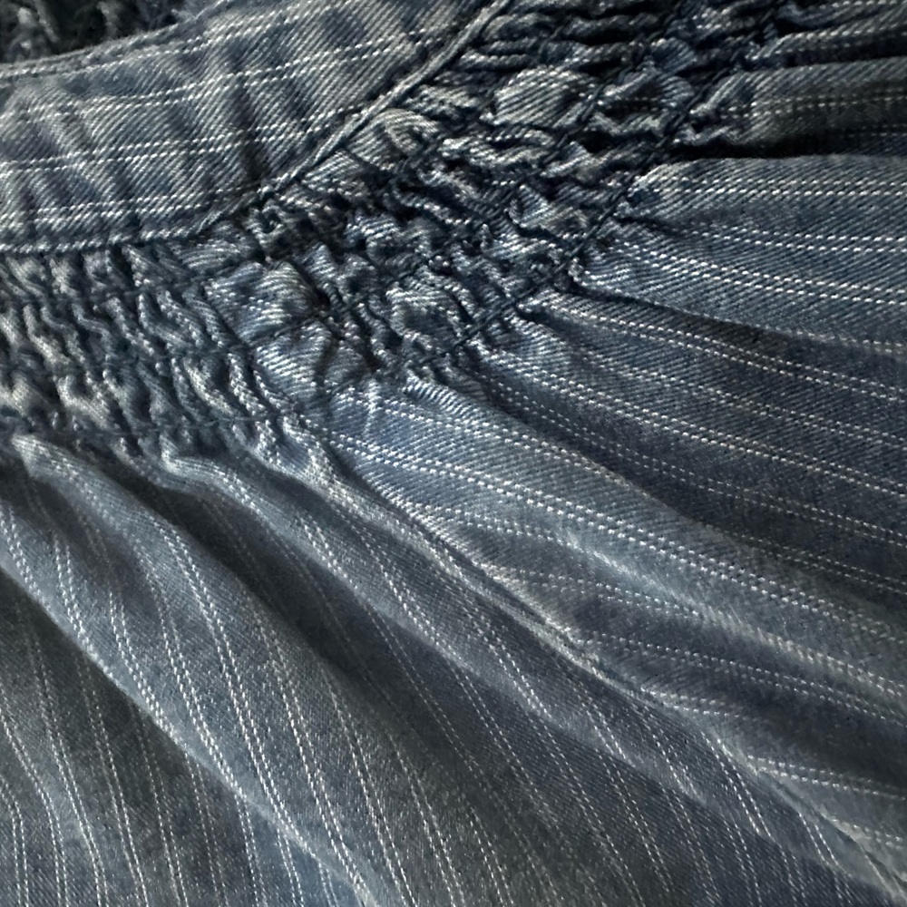 Liverpool Navy Blue Pinstripe Peasant Top - Picture 5 of 7